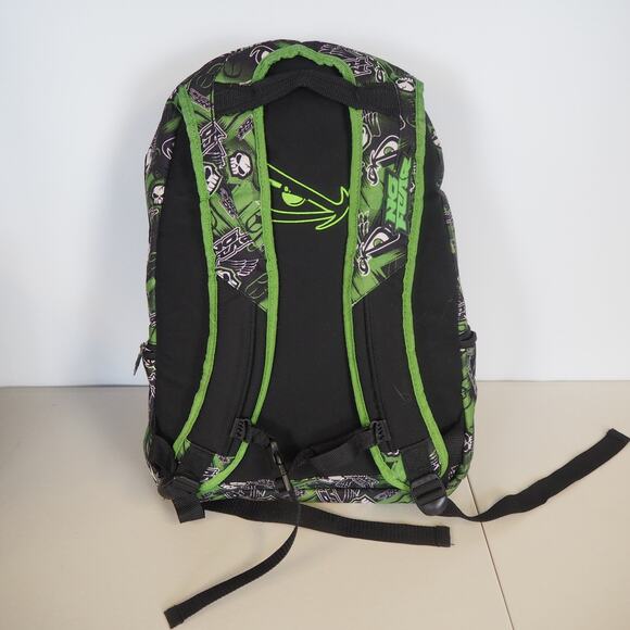 No Fear Green & Black Backpack School Sports Bag Over Shoulder Bag Laptop Zip - Picture 10 of 15
